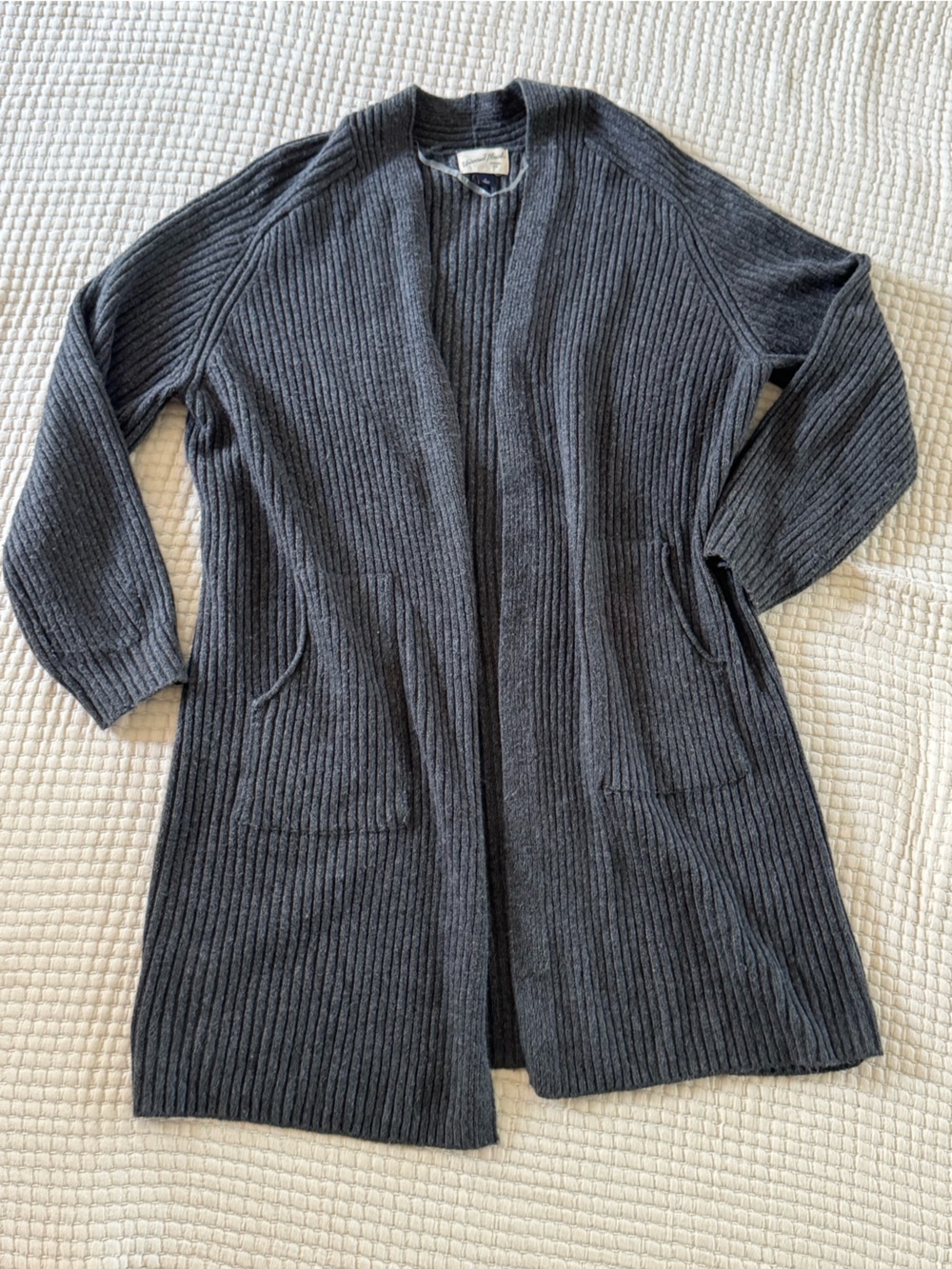 Universal Thread Charcoal Ribbed Open-Front Cardigan